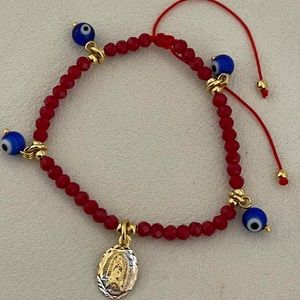 14k Gold Filled Crystal Guadalupe Evil Eye Bracelet